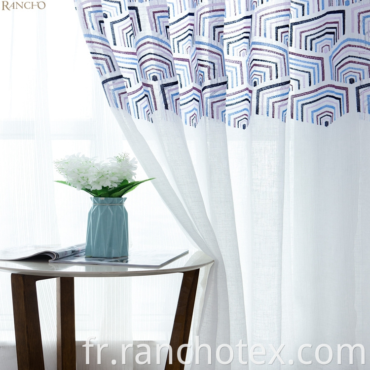 Broderie de luxe fantaisie en gros rideaux transparents prêts à faire un rideau transparent blanc pour le salon